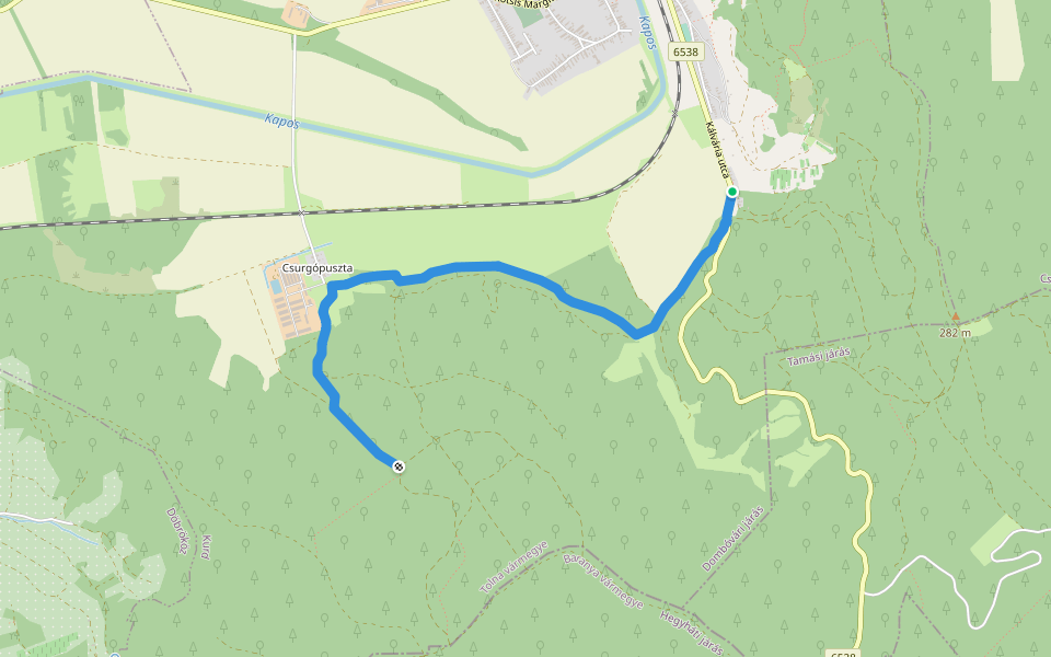 P▲ (Csurgópuszta) walking route map in Kurd