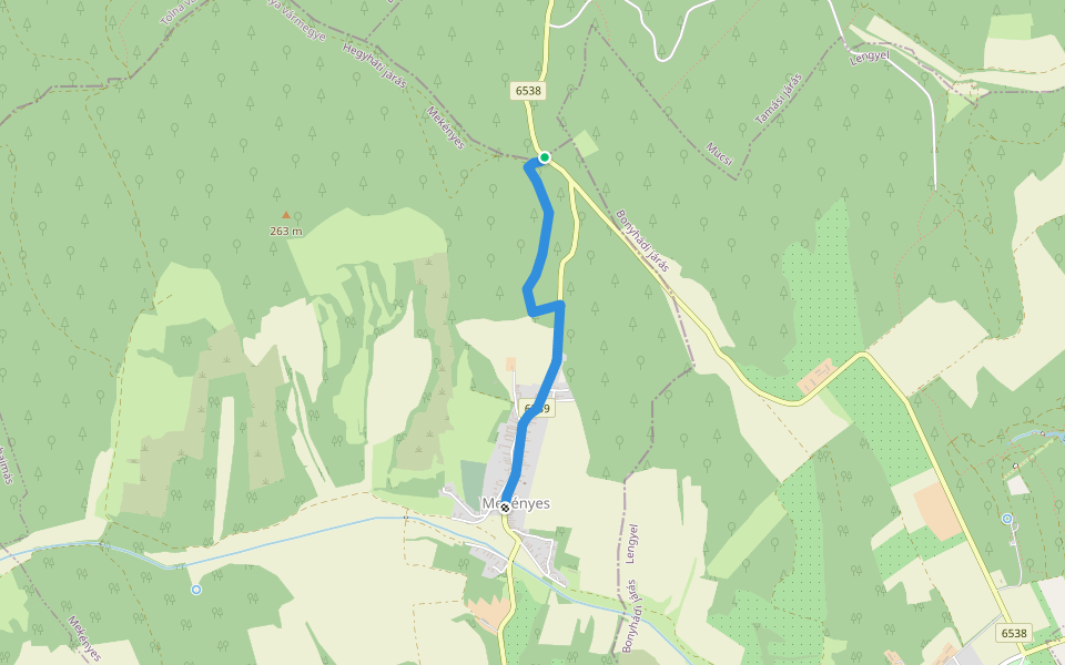 P■ (Kurd – Mekényes) walking route map in Mekényes