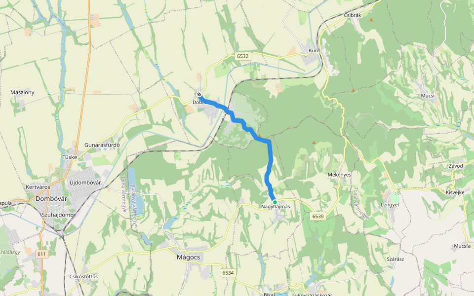 S ( Döbrököz – Nagyhajmás) walking route map in Nagyhajmás