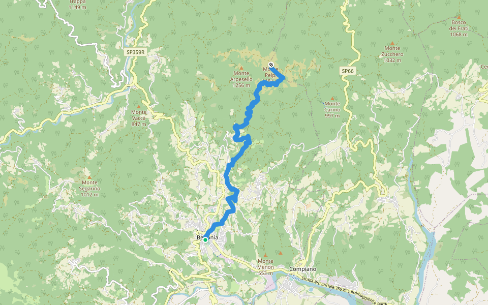 Ceio - Monti - Monte Pelpi walking route map in Bedonia