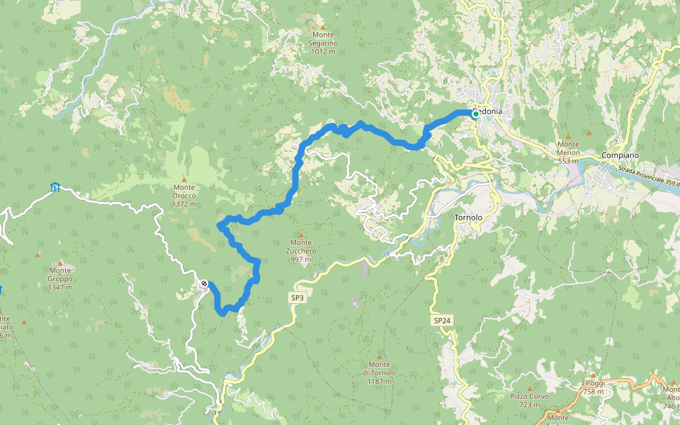 Bedonia - Caneso - Bruschi di Sopra - Alpe walking route map in Bedonia