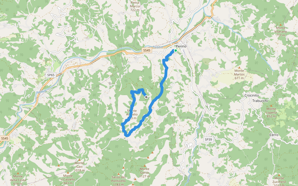 Percorso 151 - Boioli - Monte Armelio - Percorso 163 walking route map in Perino