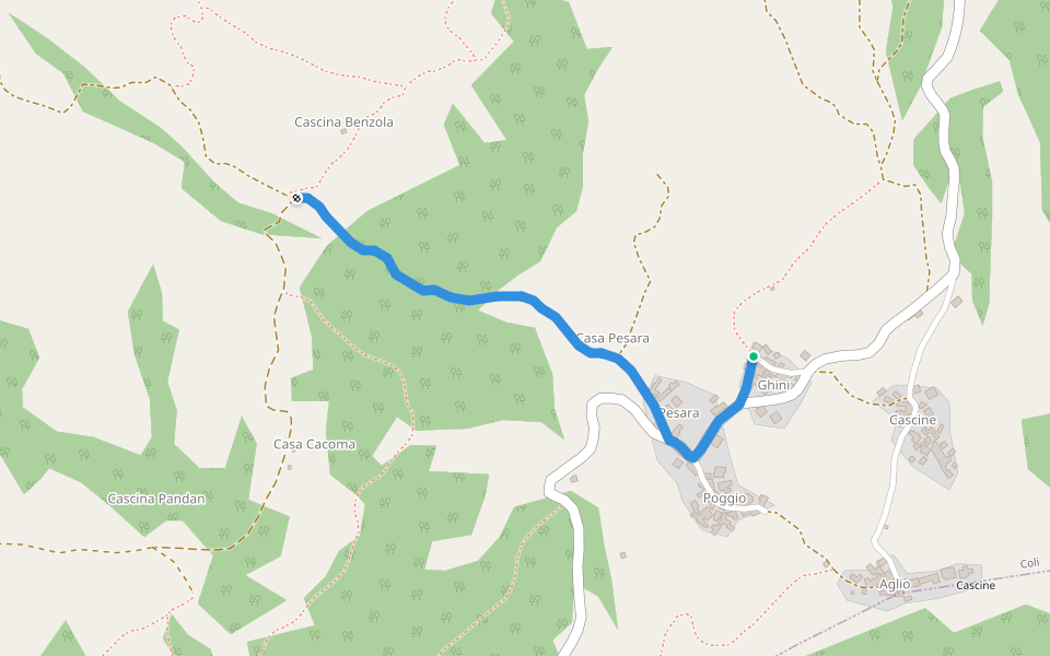Ghini - Percorso 153 walking route map in Aglio