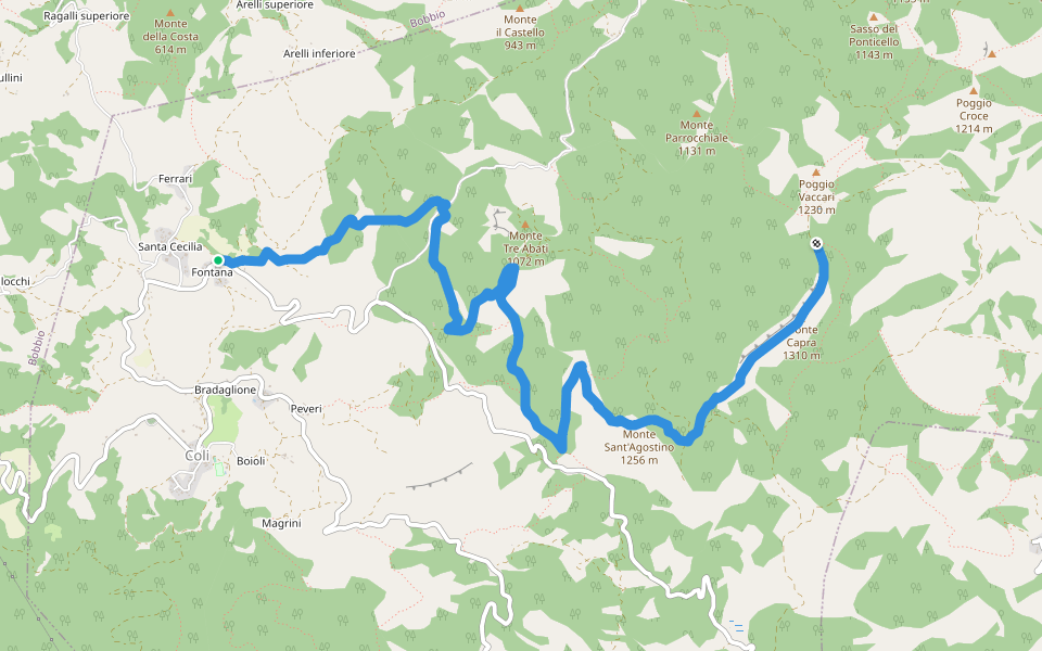 Fontana - Monte Sant'Agostino - Monte Capra - Percorso 151 walking route map in Fontana