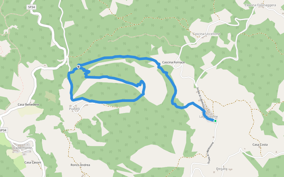 Lagobisione - Pianelli - Monte Pradegna - Lagobisione walking route map in Lagobisione