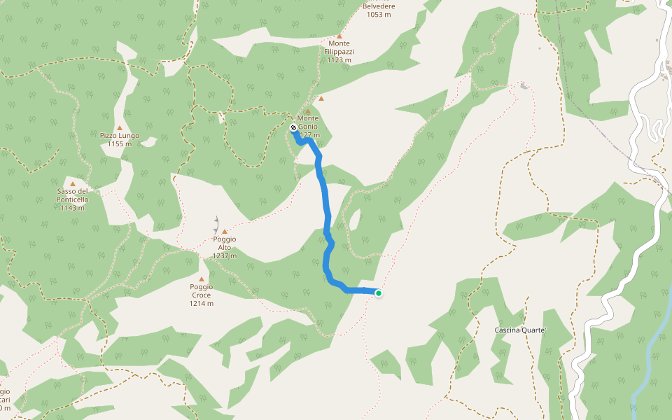 "Percorso di Val Bergaiasca" - Percorso 151 - Percorso 153 walking route map in Poggio-chini