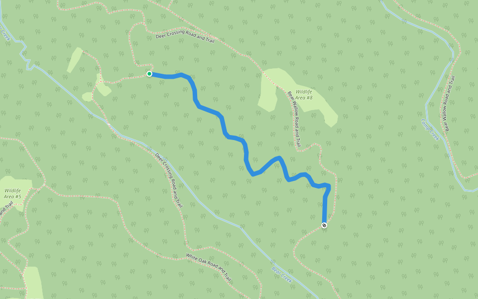 Waldron Spur Trail walking route map in Camp Creek