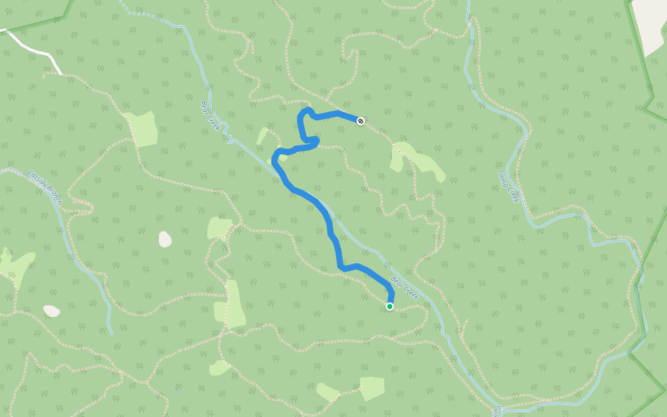 Deer Crossing Road and Trail walking route map in Camp Creek