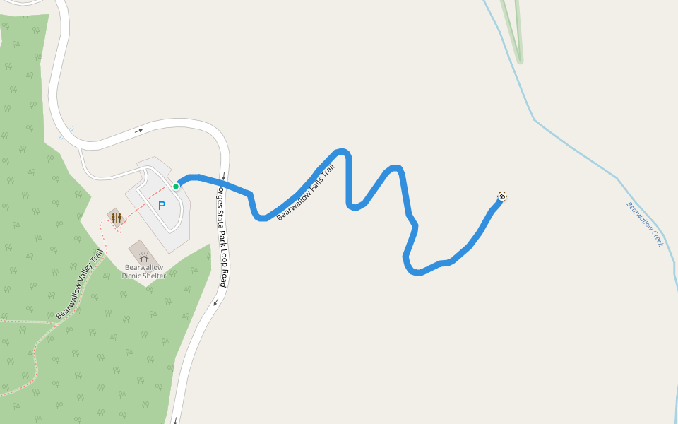 Bearwallow Falls Trail walking route map in Sapphire