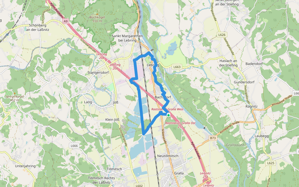 Hengist Kulturwanderweg Teufelsgrabenrunde walking route map in Gralla