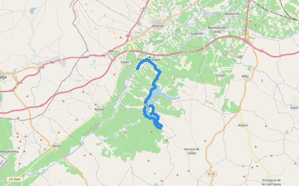 Camí Natural del Riu Segre i Embassament d'Utxesa walking route map in Torres de Segre