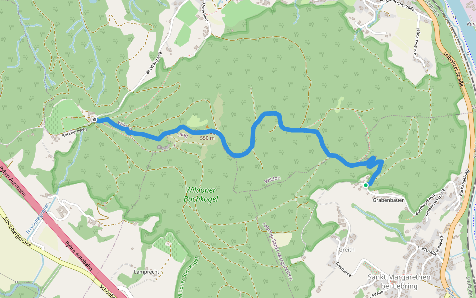 Wanderweg Bockmoar - Buchkogel - Lebring walking route map in Sankt Margarethen bei Lebring