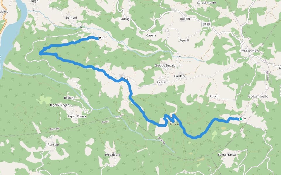 Fontanavento - Costa - Montelana walking route map in Montelana