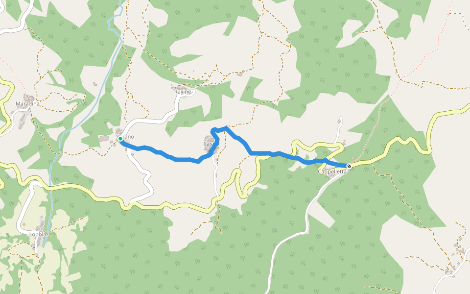 Verano - Passo della Cappelletta walking route map in Verano