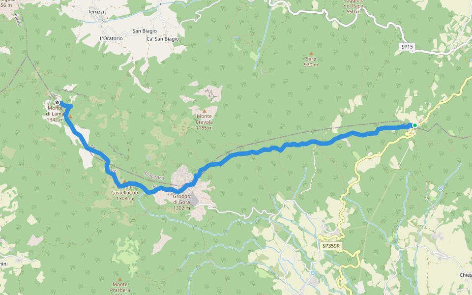 Passo del Pelizzone - Groppo di Gora - Monte Lama walking route map in Pelizzone