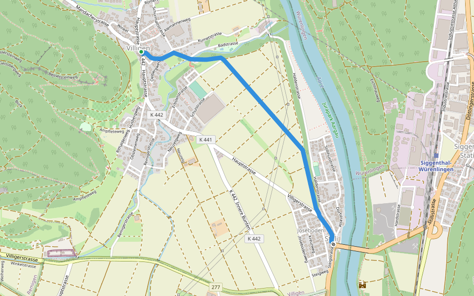Villigen - Stilli walking route map in Villigen
