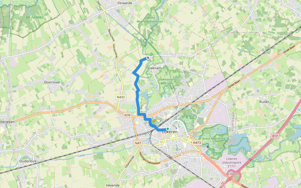 SGR Waas- en Reynaertland - Variant Lokeren-Daknam walking route map in Lokeren