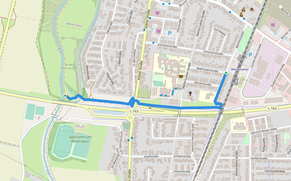 Zuweg Jakobsweg walking route map in Weilerswist
