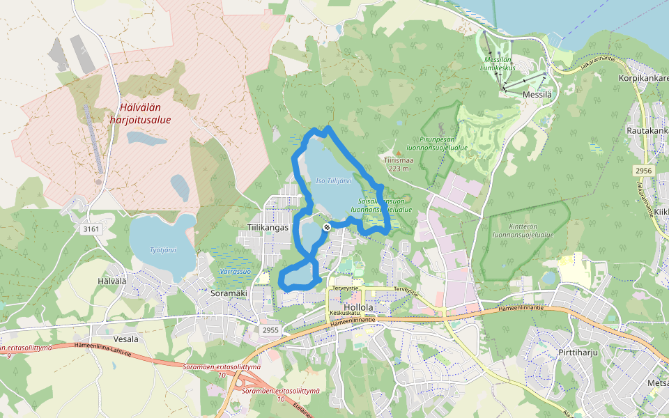 Järvien kierros walking route map in Hollola