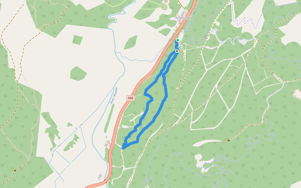 Spruce & Squirrel Trail walking route map in Laggan