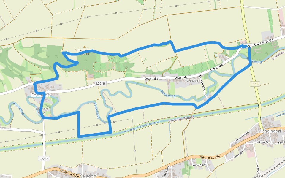 Perschlingtalrunde walking route map in Atzenbrugg