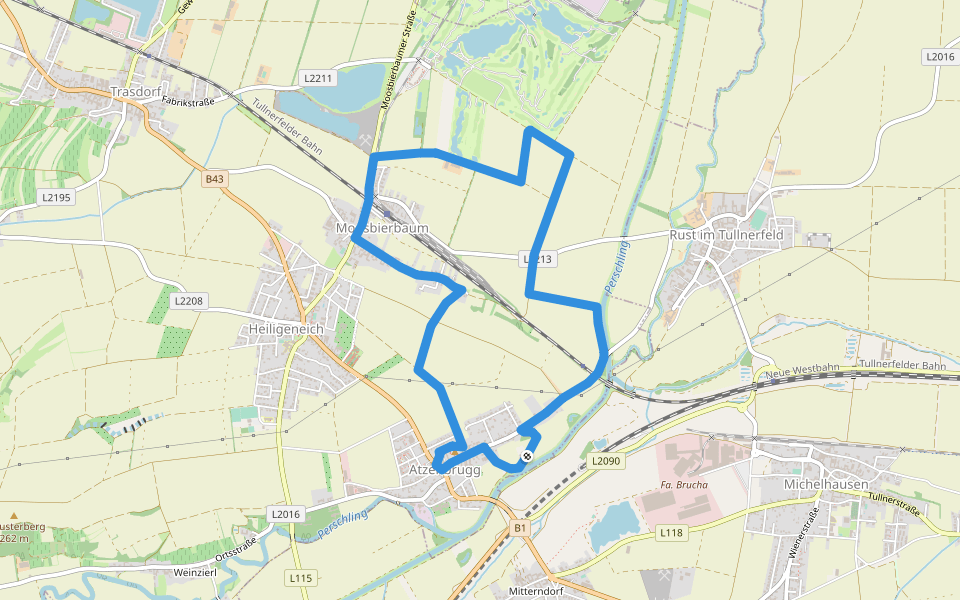 Biberwanderweg walking route map in Atzenbrugg