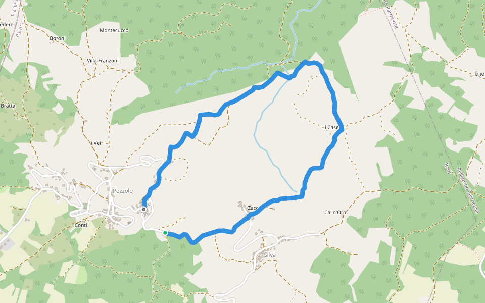 Pozzolo - Zacchi - Torrente Stirone - Pozzolo walking route map in Pozzolo