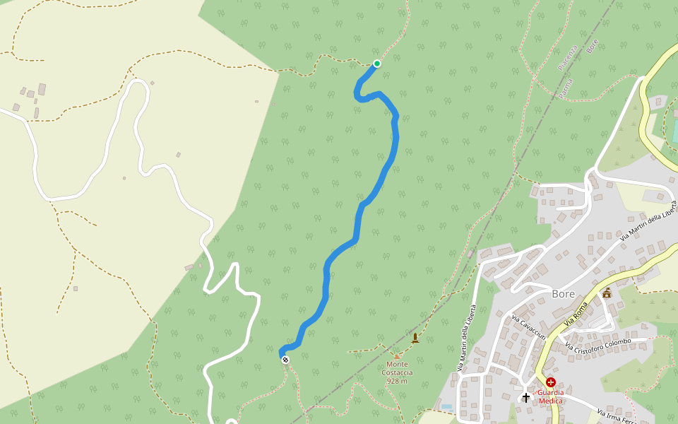 Percorso 925 - Percorso 923A walking route map in Bore