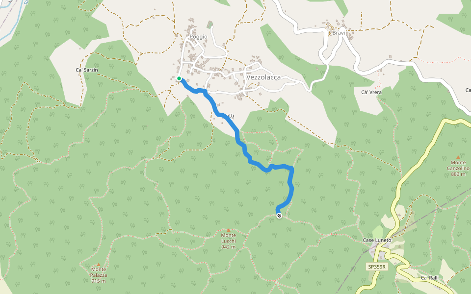 Vezzolacca - Percorso 925 walking route map in Vezzolacca