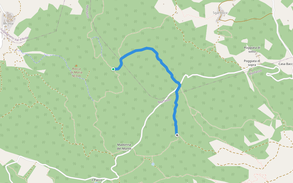 Percorso 911 - Monte Rovinazzo - Percorso 909 walking route map in Monte