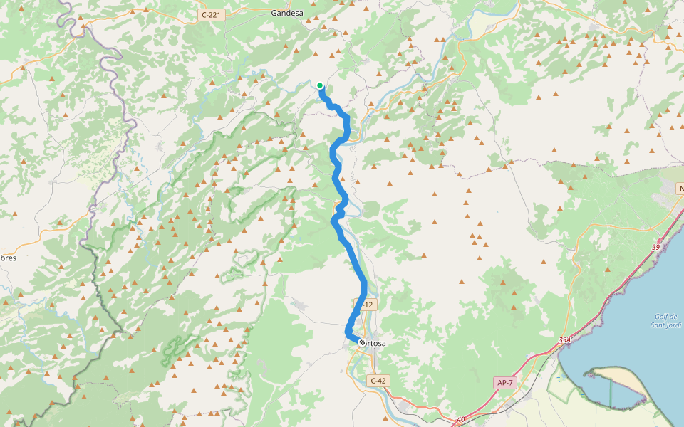 Camí Natural del Baix Ebre walking route map in El Pinell de Brai
