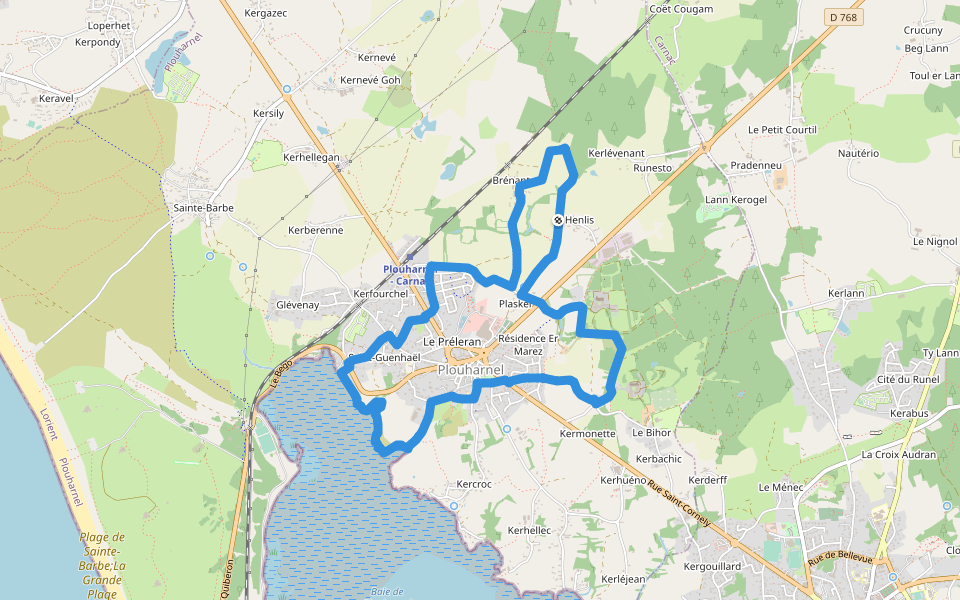 Circuit des Abbayes walking route map in Plouharnel