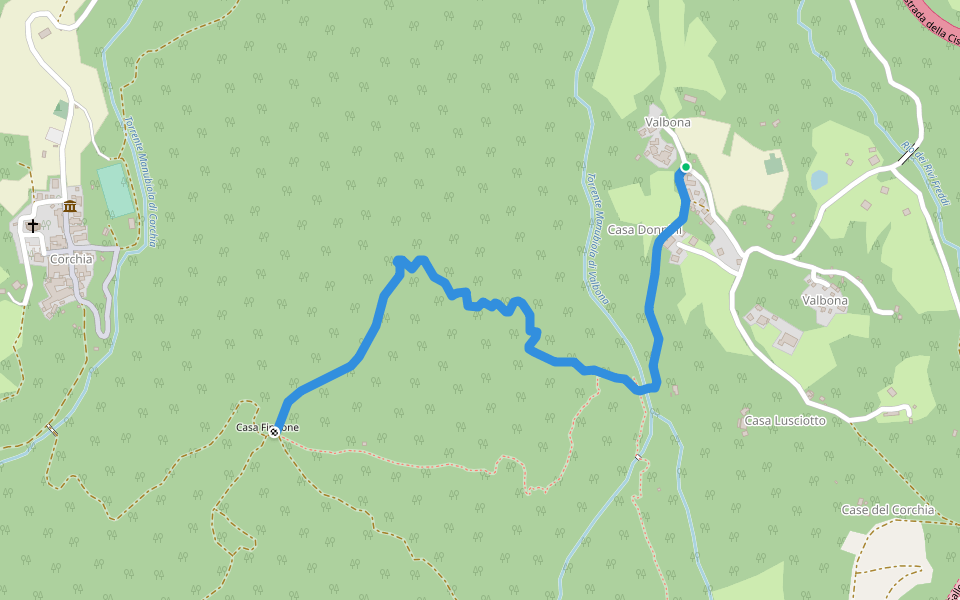 Valbona - Casa Findone walking route map in Valbona