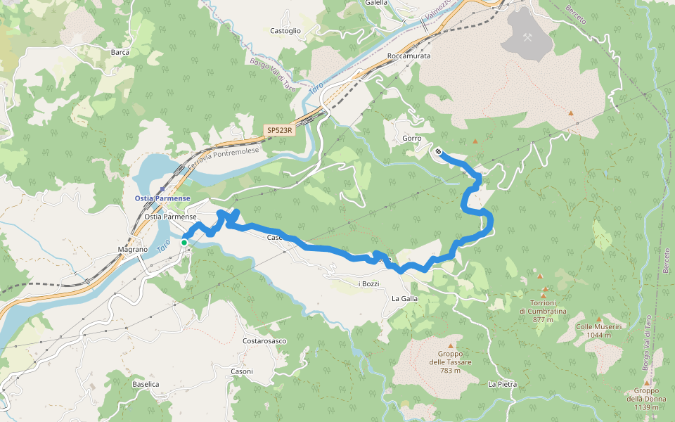 Ostia Parmense - Belforte - Gorro walking route map in Ostia Parmense