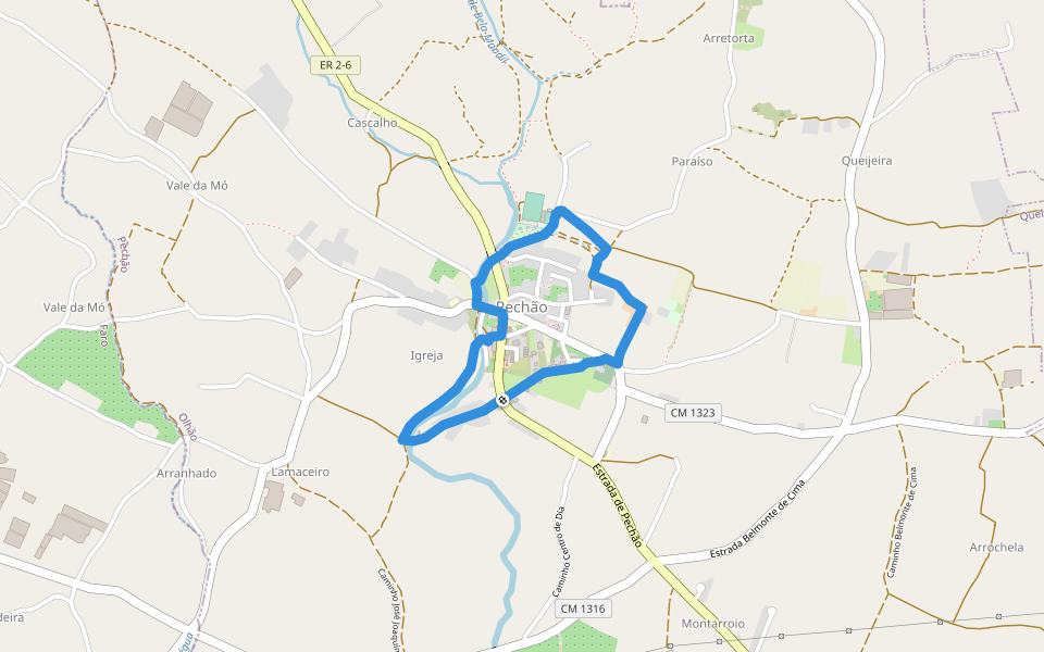 Caminho da Água walking route map in Olhão