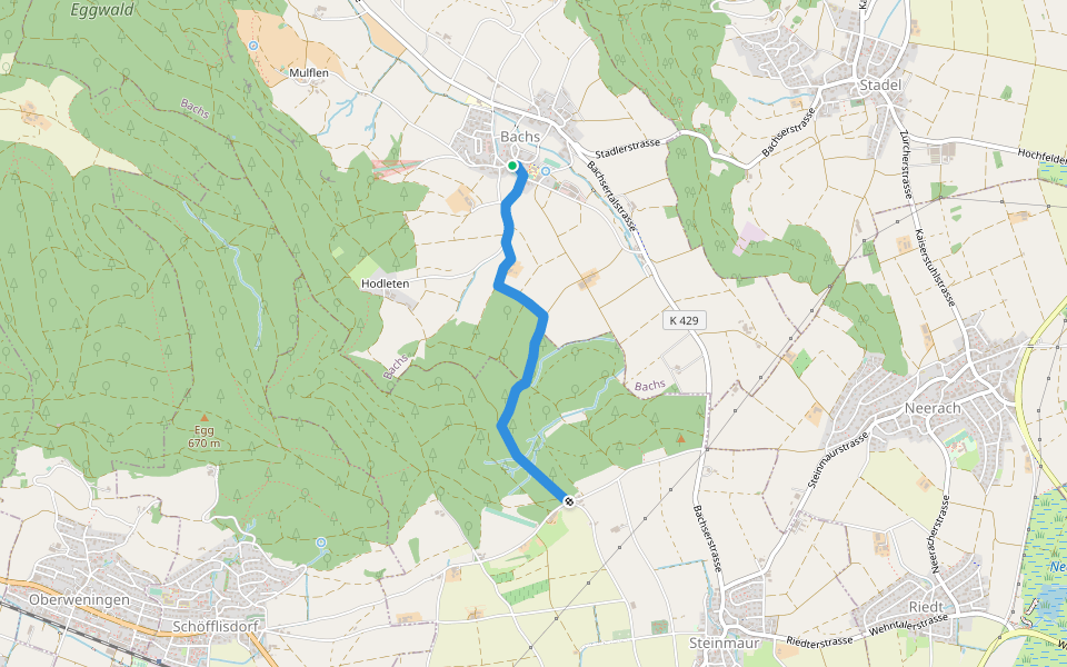 Bachs - Egg walking route map in Bachs