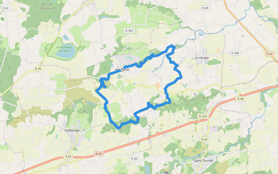 Les Balcons de Monterfil walking route map in Monterfil