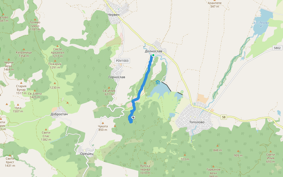 Долнослав - Лястовичи вир walking route map in Dolnoslav