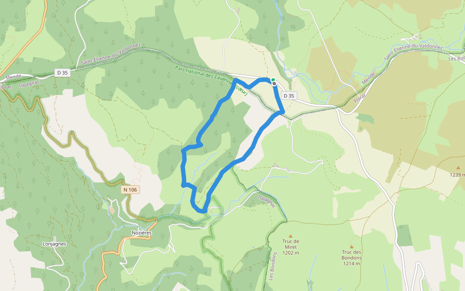 Balade au pays des menhirs walking route map in Saint-Étienne-du-Valdonnez