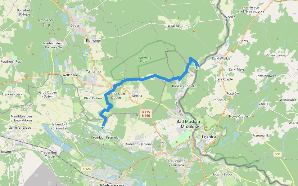 Mühlenbachweg walking route map in Gablenz