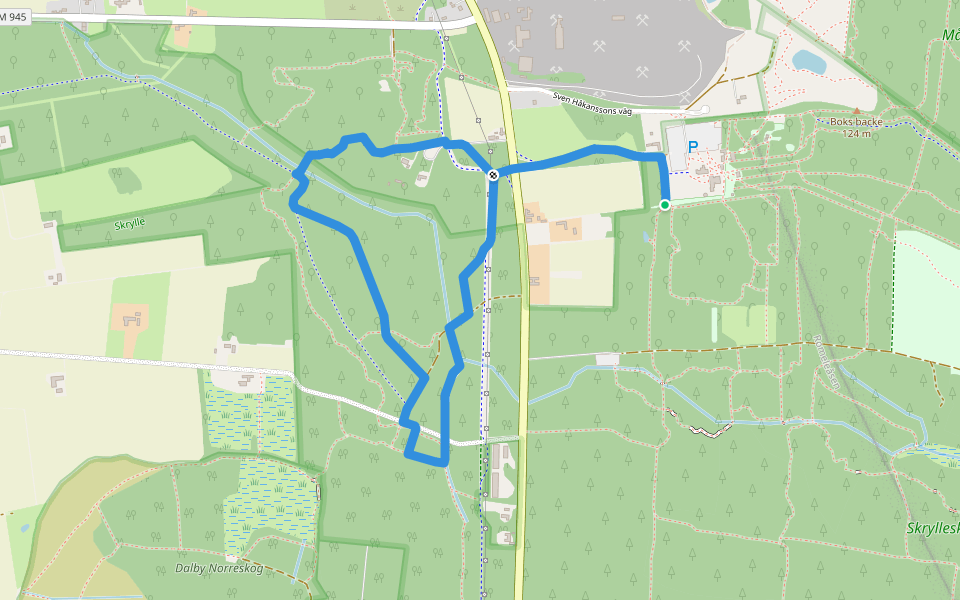 Hundspår walking route map in Södra Sandby