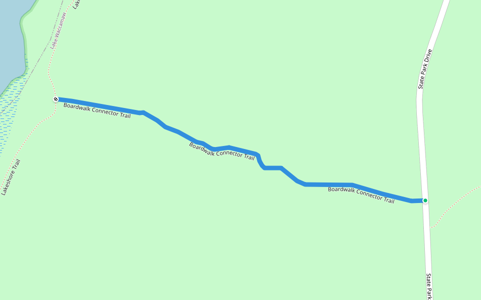 Boardwalk Connector Trail walking route map in Lake Waccamaw