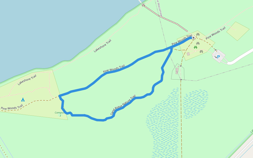 Sand Ridge Nature Trail walking route map in Lake Waccamaw