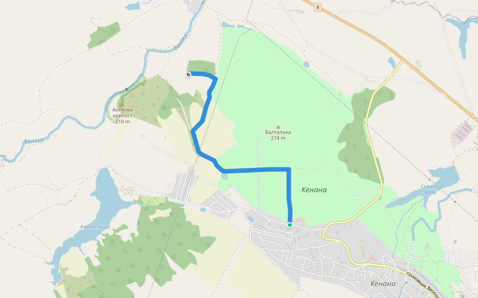 Екопътека „Цар Иван Асен II“ walking route map in Dolno Cherkovishte