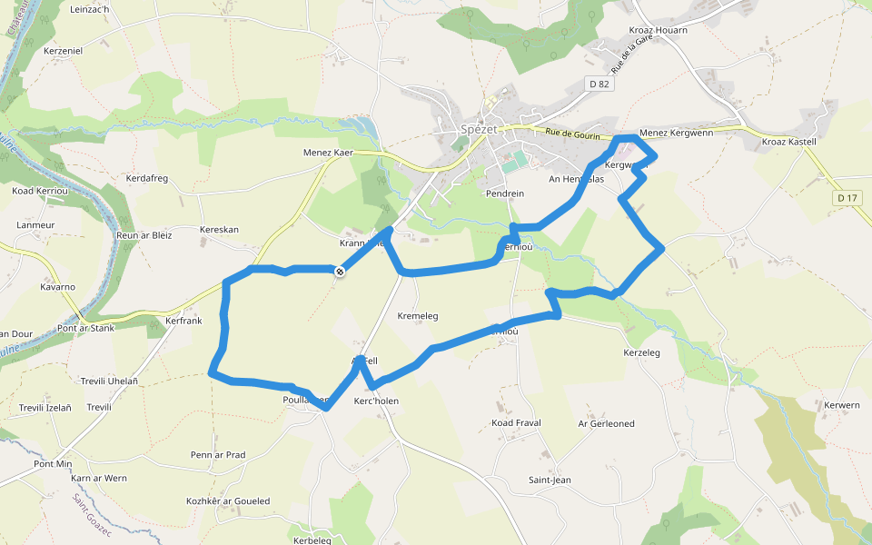 Le_Bocage_Kerniou-Kerguen walking route map in Spézet