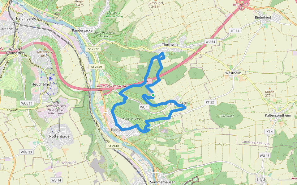 Kulturweg "Charme der zweiten Reihe" walking route map in Randersacker