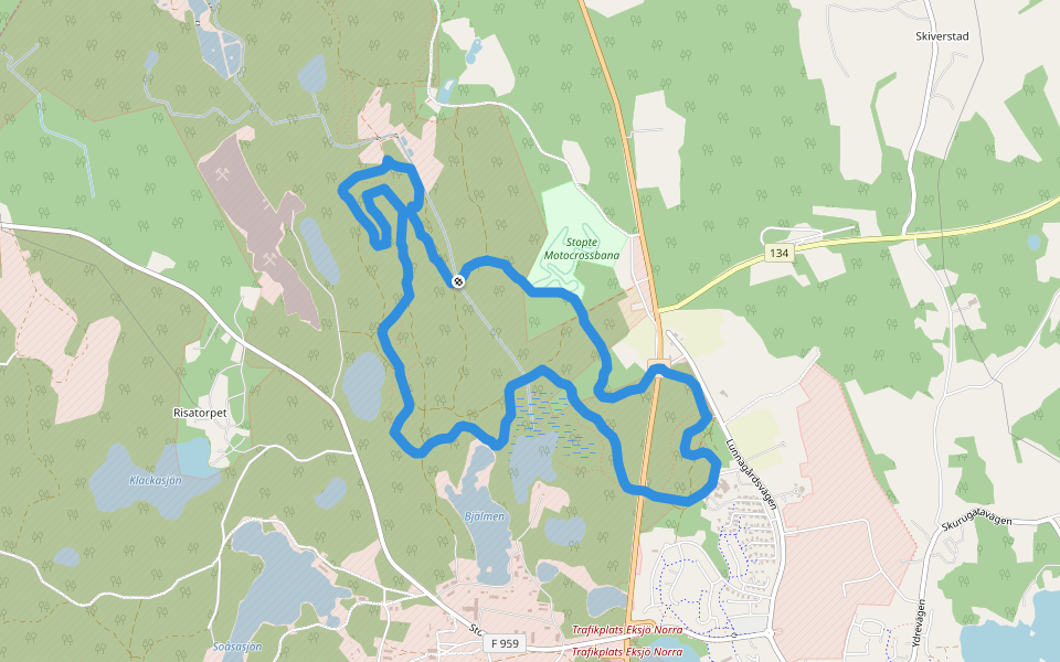 Brännemon 7,5 km walking route map in Eksjö