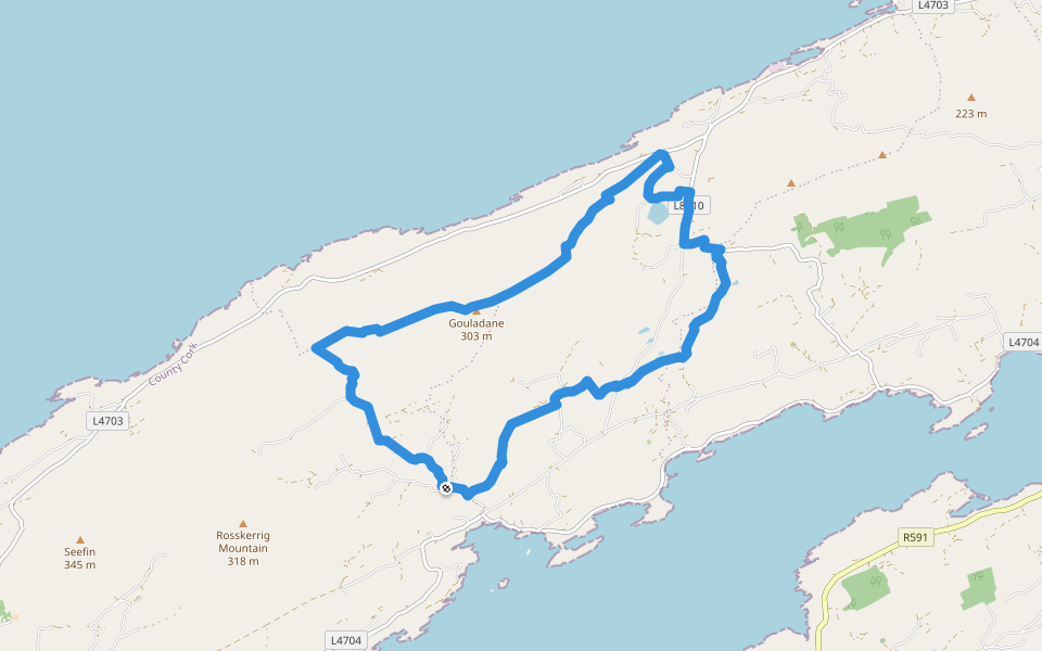 Glanlough Loop walking route map in Ahakista