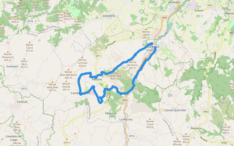 Vezzano sul Crostolo - Pecorile - Casola Canossa - Vezzano sul Crostolo walking route map in Vezzano Sul Crostolo