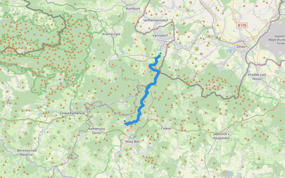 [M] Dolní Podluží - Polevsko walking route map in Dolní Podluží